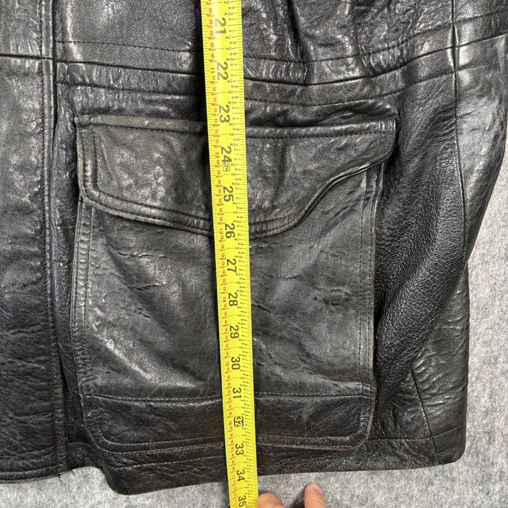 Vintage Field and Stream Leather Jacket Black Men's XL Supple Full Zip Moto - Picture 8 of 13